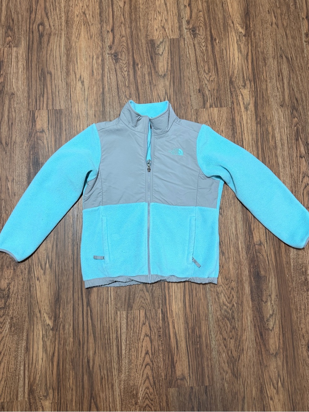 Big Kids The North Face Aqua Blue & Gray Full-Zip Fleece Jacket